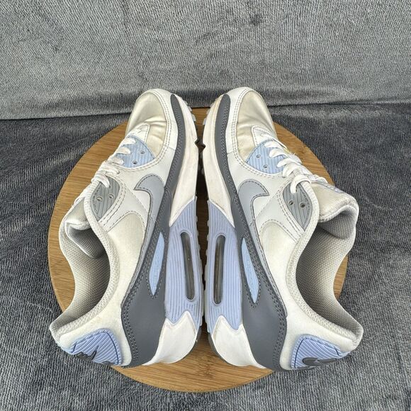Nike Air Max 90 Shoes Womens Size 8.5 White Gray Light Blue Running FB8570-100 - Picture 6 of 9
